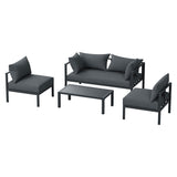 NNEDSZ Gardeon 4 Seater Outdoor Sofa Set Aluminium Patio Furniture Setting 4PC Charcoal