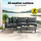 NNEDSZ Gardeon 4 Seater Outdoor Sofa Set Aluminium Patio Furniture Setting 4PC Charcoal
