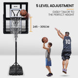NNEMB Portable Basketball Hoop Stand System, Full Size 2.45m to 3.05m Height Adjustable