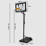 NNEMB Portable Basketball Hoop Stand System, Full Size 2.45m to 3.05m Height Adjustable