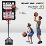 NNEMB Portable Kids Basketball Hoop Stand System, 1.15m to 1.60m Height Adjustable