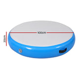 NNEDSZ 1m Air Track Spot Inflatable Gymnastics Tumbling Mat Round Blue