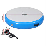 NNEDSZ 1m Air Track Spot Inflatable Gymnastics Tumbling Mat Round W/ Pump Blue