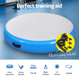 NNEDSZ 1m Air Track Spot Inflatable Gymnastics Tumbling Mat Round W/ Pump Blue