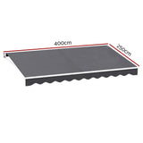 NNEDSZ Retractable Folding Arm Awning Manual Sunshade 4Mx2.5M Grey