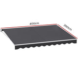 NNEDSZ Retractable Folding Arm Awning Manual Sunshade 4Mx3M Grey