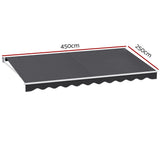NNEDSZ Retractable Folding Arm Awning Manual Sunshade 4.5Mx2.5M Grey