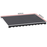 NNEDSZ Retractable Folding Arm Awning Manual Sunshade 4.5Mx3M Grey