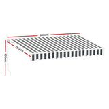 NNEDSZ Retractable Folding Arm Awning Motorised Sunshade 3Mx2.5M Grey White