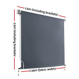 NNEDSZ Outdoor Blinds Blackout Roll Down Awning Window Shade 1.5X2.5M Grey