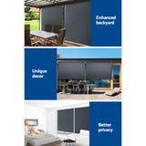 NNEDSZ Outdoor Blinds Blackout Roll Down Awning Window Shade 2.4X2.5M Grey