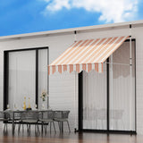 NNEDSZ Window Fixed Pivot Arm Awning Outdoor Door Canopy 2X1.8M Beige/Brown