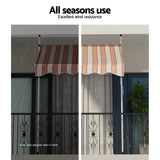 NNEDSZ Window Fixed Pivot Arm Awning Outdoor Door Canopy 2X1.8M Beige/Brown
