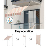 NNEDSZ Window Fixed Pivot Arm Awning Outdoor Door Canopy 2X1.8M Beige/Brown