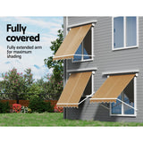 NNEDSZ Window Fixed Pivot Arm Awning Outdoor Retractable Canopy 2.1X2.1M Beige