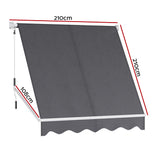 NNEDSZ Retractable Fixed Pivot Arm Window Awning Outdoor Blinds 2.1X2.1M Grey