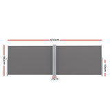 NNEDSZ Side Awning Sun Shade Outdoor Retractable Privacy Screen 1.8X6M Grey