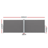 NNEDSZ Side Awning Sun Shade Outdoor Retractable Privacy Screen 2X6M Grey