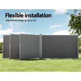NNEDSZ Side Awning Sun Shade Outdoor Retractable Privacy Screen 2X6M Grey