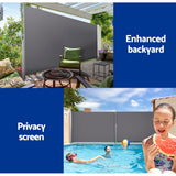 NNEDSZ Side Awning Sun Shade Outdoor Blinds Retractable Screen 1.4X3M GR
