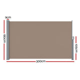 NNEDSZ Side Awning Sun Shade Outdoor Blinds Retractable Screen 1.8X3M Brown