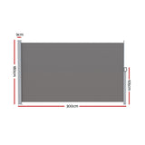 NNEDSZ Side Awning Sun Shade Outdoor Retractable Privacy Screen 1.8X3M Grey