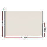 NNEDSZ Side Awning Sun Shade Outdoor Blinds Retractable Screen 2X3M Cream