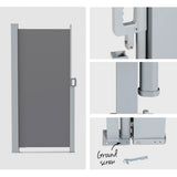 NNEDSZ Side Awning Sun Shade Outdoor Retractable Privacy Screen 2X3M Grey