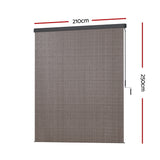 NNEDSZ Outdoor Blinds Light Filtering Roll Down Awning Shade 2.1X2.5M Brown
