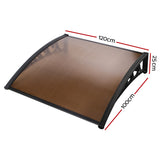 NNEDSZ Window Door Awning 1mx1.2m Brown Hollow Sheet Plastic Frame