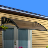 NNEDSZ Window Door Awning 1mx1.2m Brown Hollow Sheet Plastic Frame