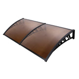 NNEDSZ Window Door Awning 1mx2.4m Brown Hollow Sheet Plastic Frame