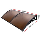 NNEDSZ Window Door Awning 1mx2.4m Brown Hollow Sheet Plastic Frame