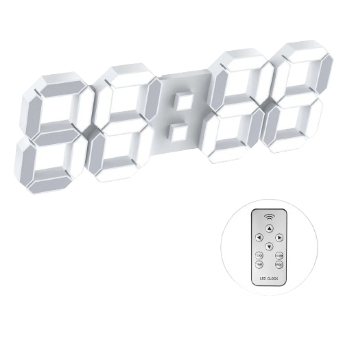 NNEOBA Modern 3D LED Wall Clock with Remote Control