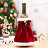 A-02(22x21cm) Creative Christmas Wine Bottle Set Golden Velvet Dress Wine Bottle Covers Sleeve Santa Snowman Xmas New Year Dinner Table Decor