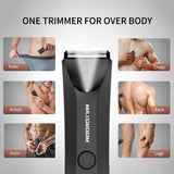 NNEOBA Waterproof Body Hair Trimmer for Men Replaceable Ceramic Blade Black
