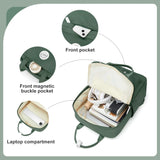 NNEOBA School Nylon Backpack for Teens and Women (Olive)