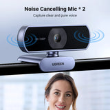 NNEOBA 1080P HD Webcam Dual Mics Auto Light Correction Black