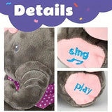 NNEOBA Animated Singing Elephant Plush Toy with Moving Ears