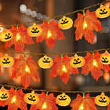 NNEOBA Autumn Maple Leaves Pumpkin Garland with LED