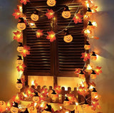 NNEOBA Autumn Maple Leaves Pumpkin Garland with LED