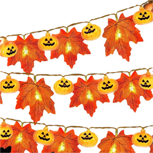 NNEOBA Autumn Maple Leaves Pumpkin Garland with LED