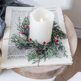 NNEOBA Artificial Christmas Candle Garland Ring with Red Fruits