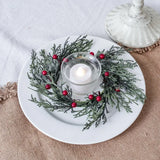 NNEOBA Artificial Christmas Candle Garland Ring with Red Fruits