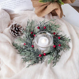 NNEOBA Artificial Christmas Candle Garland Ring with Red Fruits