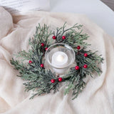 NNEOBA Artificial Christmas Candle Garland Ring with Red Fruits