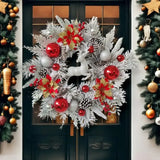 NNEOBA Christmas Elk Wreath Hanging Front Door Decoration