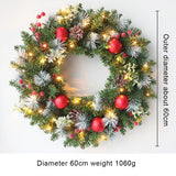 NNEOBA LED Christmas Wreath with Pinecones & Red Berries