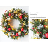 NNEOBA LED Christmas Wreath with Pinecones & Red Berries