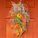 NNEOBA Autumn Maple Leaf Door Wreath with Pumpkins